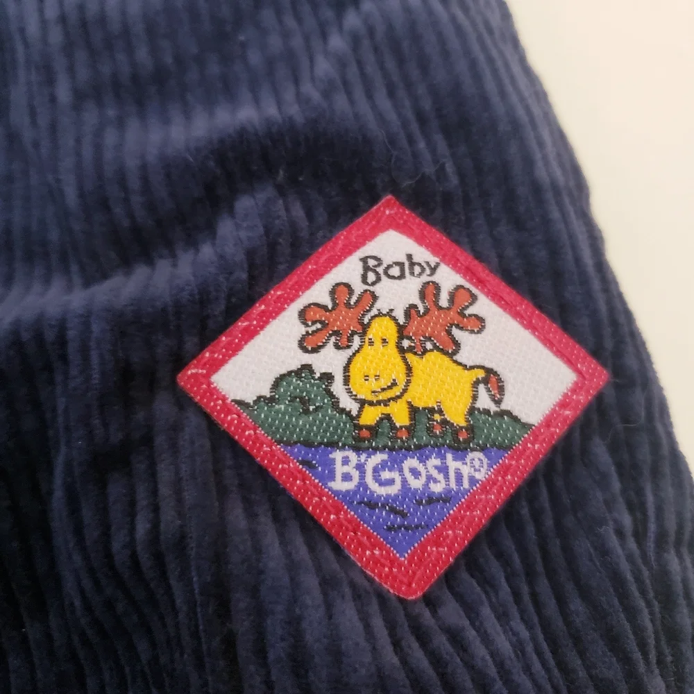 Vintage NWT Baby Oshkosh B'gosh Blue Corduroy Pants With Plaid Detail, 12 Months